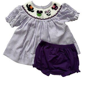 Hand Smocked Spooky Mouse Halloween Girls Bloomer Set | The Sage Smocking Co